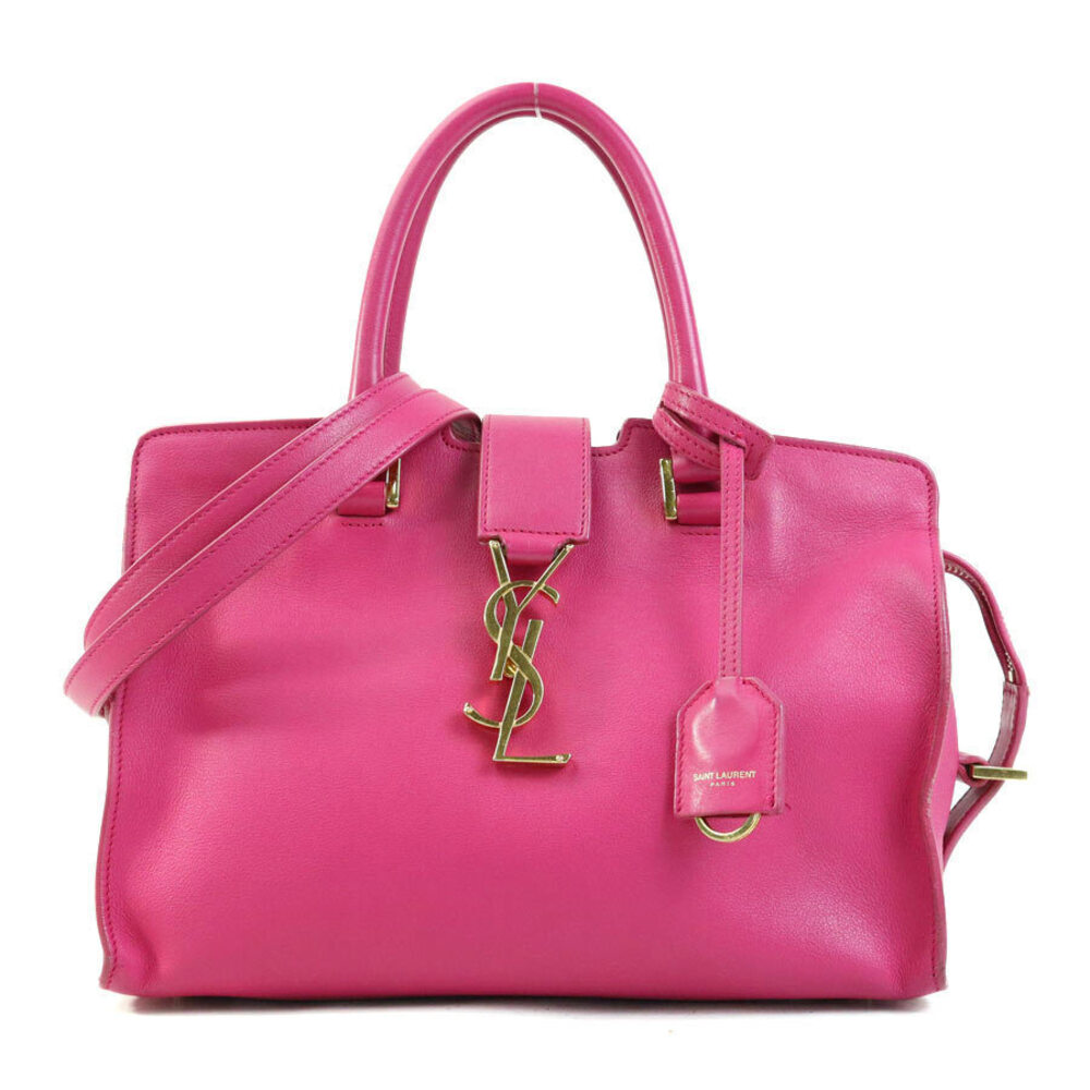 Saint Laurent Baby Cabas 2way Shoulder Bag leather pink gold